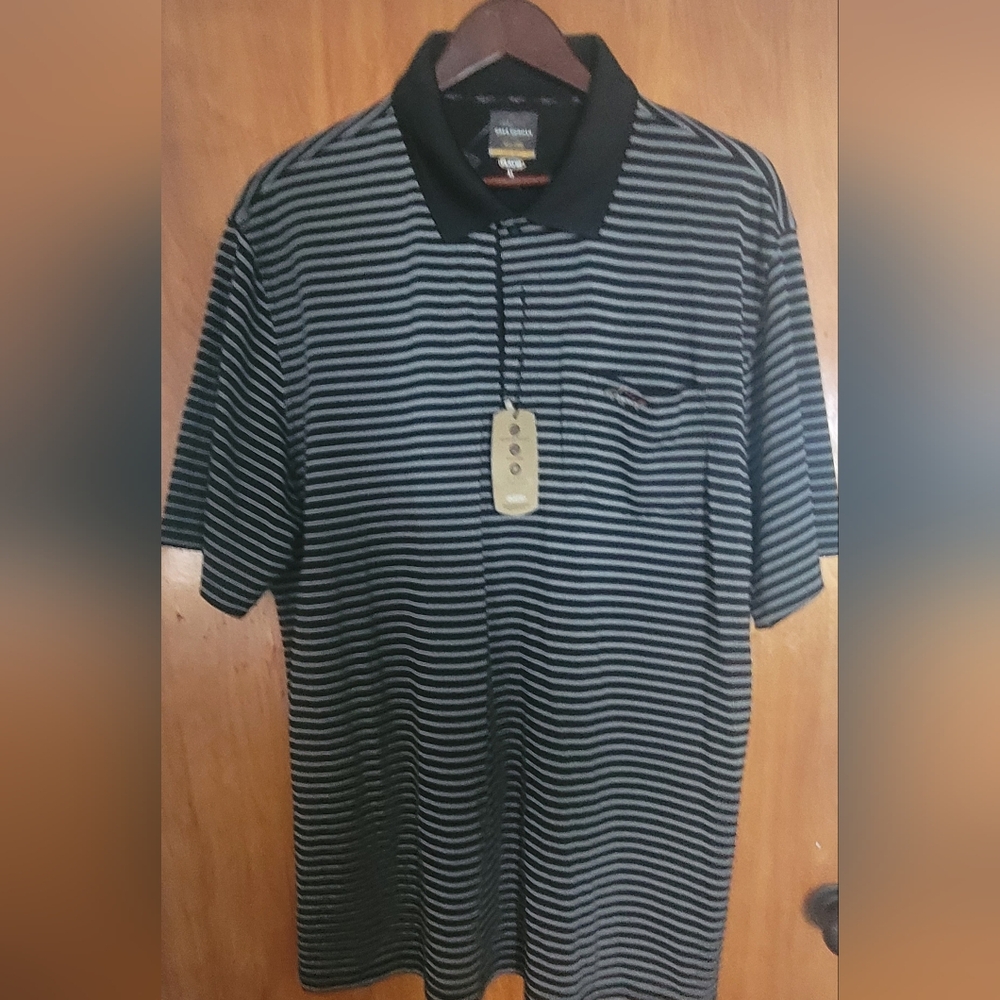Greg Norman / Tasso Elba Polo PlayDry Golf Shirt XL Black & White BRAND NEW NWT